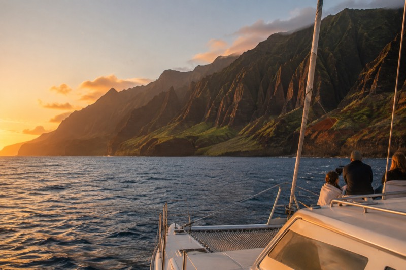 Kauai: Napali Coast Sunset Sailboat Tour with Dinner
